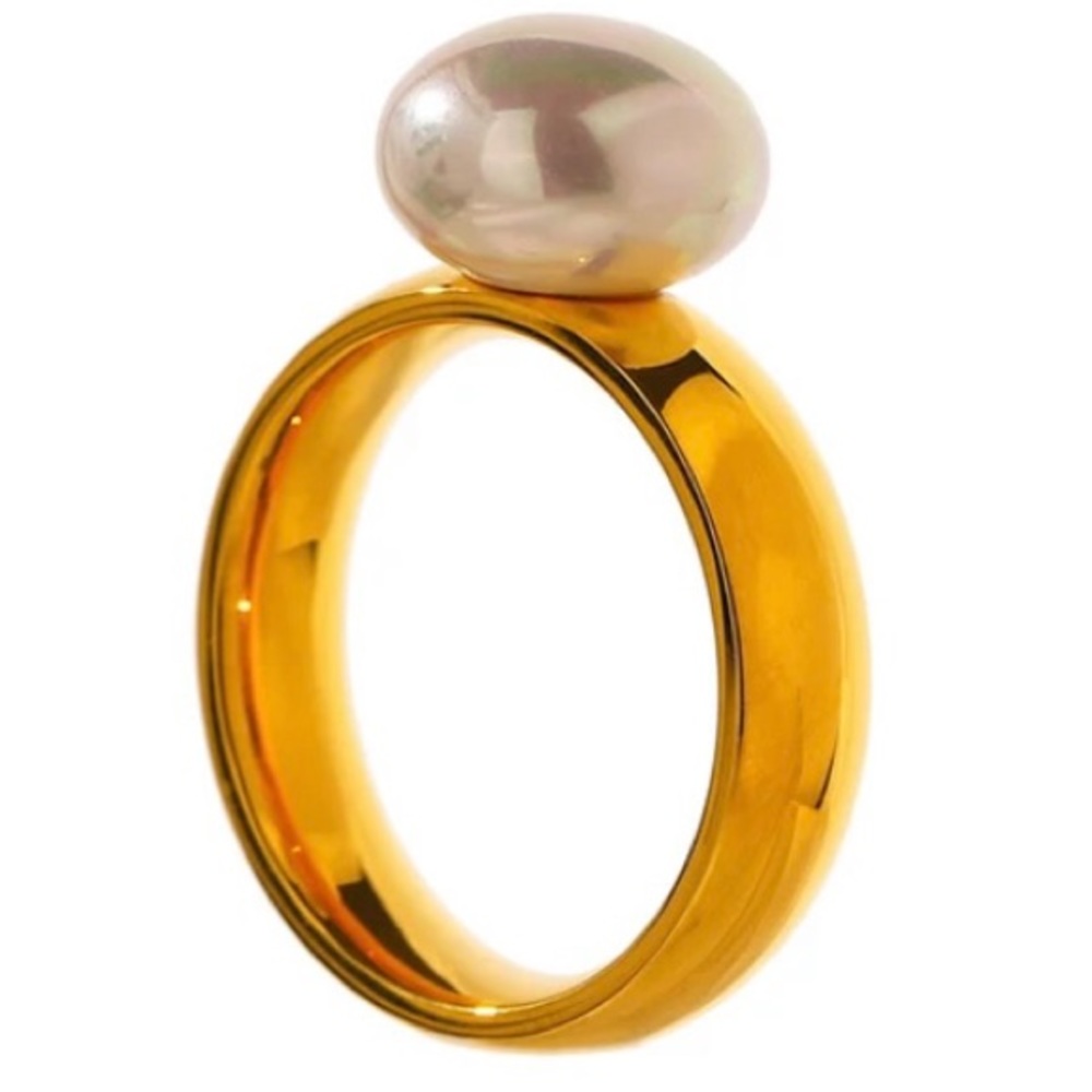 Shell Pearl Ring Stainless Steel 18 K Plated